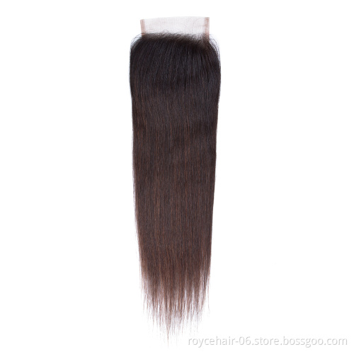 Royce Kim K 2x6inch Brazilian Straight Human Hair Closure Middle Part Brown Swiss Lace Closure